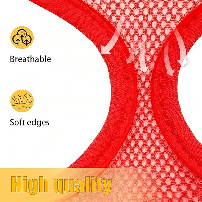 Dog Harness Small Sized and Leash Set, Dog Harness with Leash Set, Comfortable Air Mesh Dog Vest Harness with Reflective Strip, Reflective for Safe Easy Walking Dogs, Cats, Red S