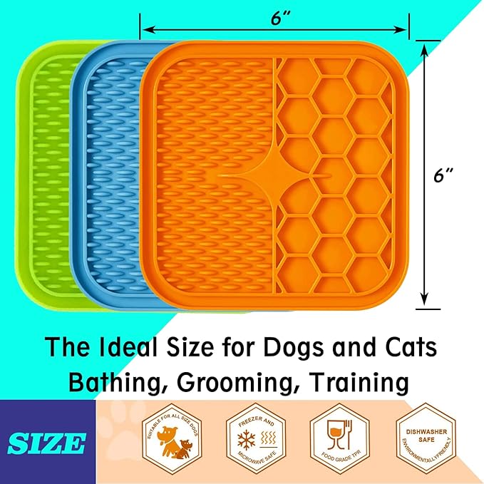 Lick Mat for Dogs, Dog Lick Mat with Suction Cups for Anxiety, Peanut Butter Dog Licking Mat Slow Feeder Dispensing Treater Lick Pad for Dogs Cats Grooming Bathing and Training (Small Orange)