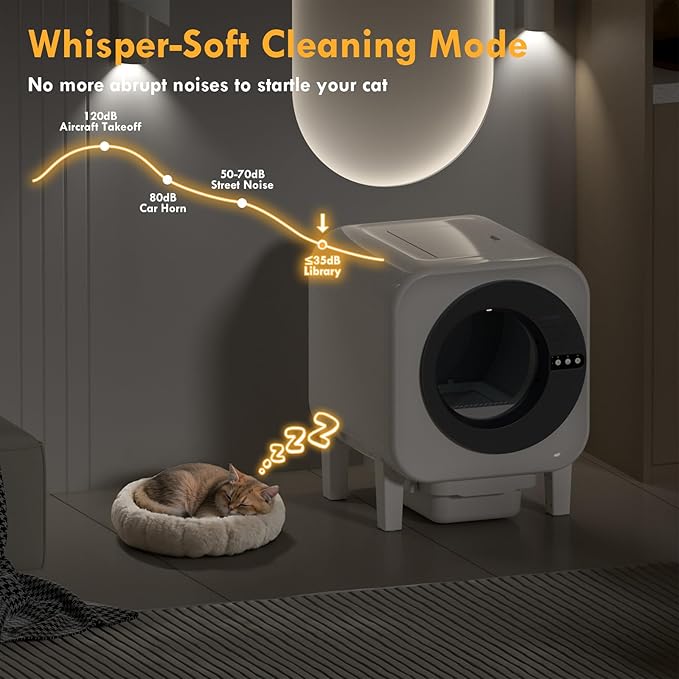 MICDAY Self Cleaning Litter Box, Automatic Litter Box Self Cleaning with APP Control Dynamic Monitoring,75L Litter Robot Dual Sensor Safety Protection, Odor Control System,Black