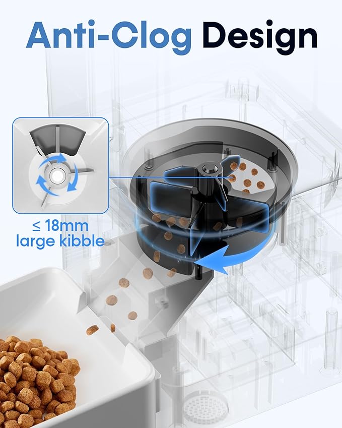 Large Breed Automatic Dog Feeder: 12L/50 Cups 5G WiFi Timed Dog Food Dispenser for Labrador - with HD 1080P Camera, Anti-Clog by Wnfuo