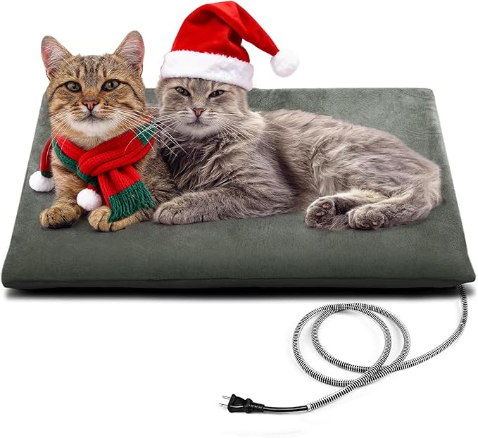 PETNF Outdoor Pet Heating Pad for Cats House Safe Electric Cat Warming Pad Waterproof Heated Cat House for Outside Feral Animal Outdoor Heat Dog Bed Mat 20"X16"