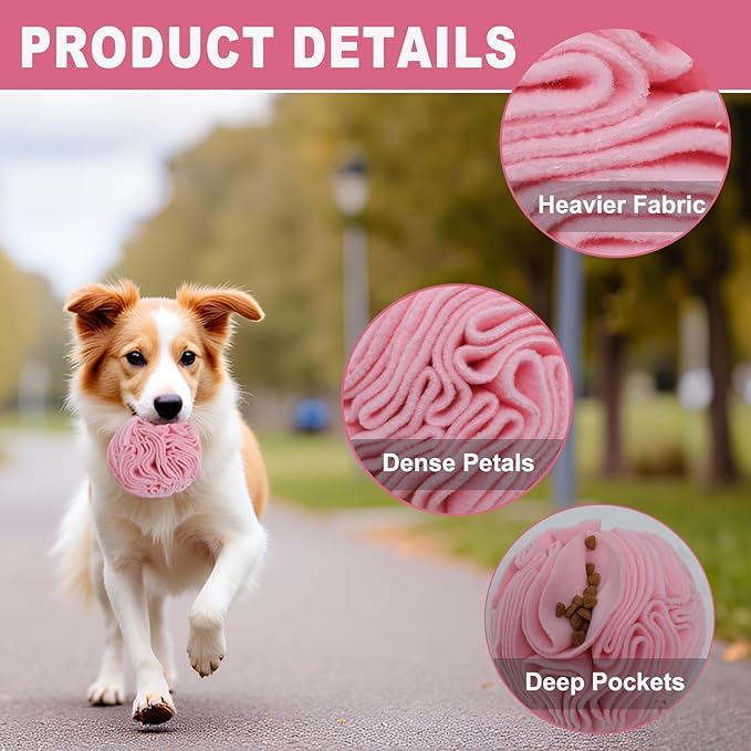 Snuffle Ball for Dogs, Slow Feeder Mental Enrichment Toy, Cute Interactive Puzzle Game for Anxiety Relief & Indoor Fun, Pet Search Game for Small Medium Dogs, Machine Washable