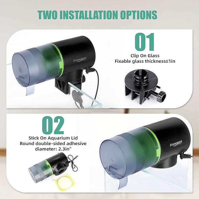 FREESEA Aquarium Automatic Fish Feeder: Programmable Auto Food Dispenser - Smart Fish Tank Vacation Timer Feeder (Battery Operated)