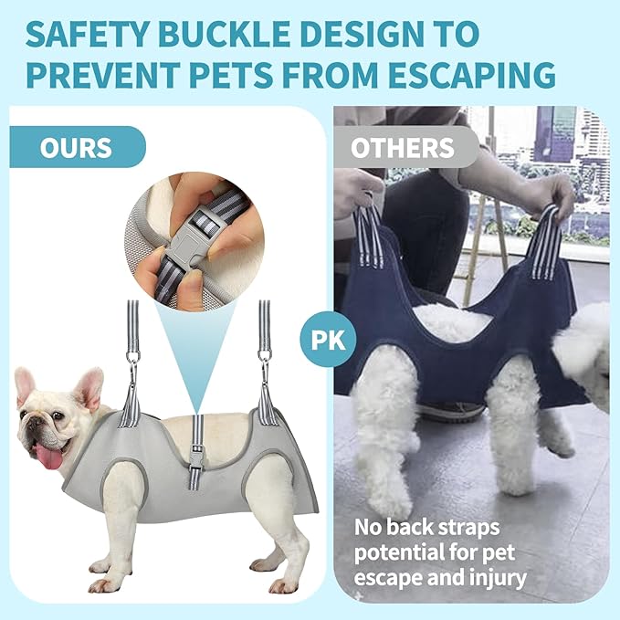 Stress-Free Dog Grooming Hammock Harness Kit - Secure Nail Trimming Sling for Cats & Dogs w/Safety Clipper, Adjustable Straps - Home Vet-Grade Care for Small/Medium/Large Pets