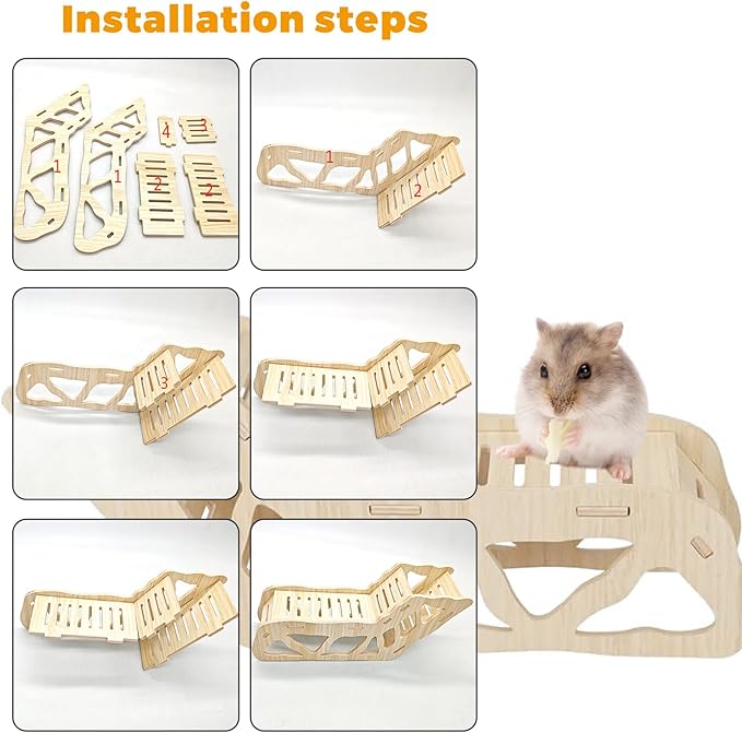 Hamster Hideout Climbing Ladder and Tunnel, Small Animal Tunnel Hideout, Ideal for Bedding Burrowing & Accessory Connecting, Effortless Assembly, Sturdy Durable, H