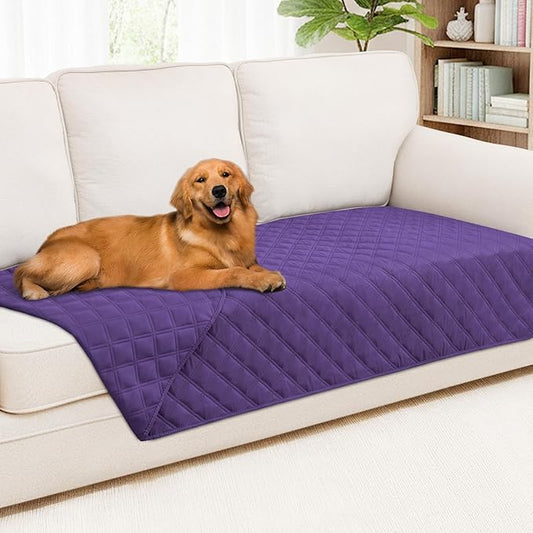 Smiry Waterproof Dog Bed Cover Pet Blanket, Soft Washable Dog Blanket for Furniture Bed Couch Sofa Reversible, Checkered (40"x70", Purple/Purple)