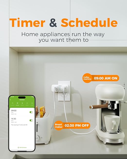 TESSAN 2 Pack Smart Plug, WiFi Smart Outlet with Dual Sockets, Compatible with Alexa and Google Home, Remote Control Outlet with Timer Function, Voice Control, Surge Protection, 2.4GHz WiFi Only