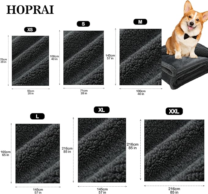 Dog Blanket, Waterproof Reversible Sherpa Fleece Throw Blanket, Furniture Cover for Bed, Couch, Sofa Protection from Liquid Pee and Pet Fur of Puppy, Cat (Gray XS20*27inches)