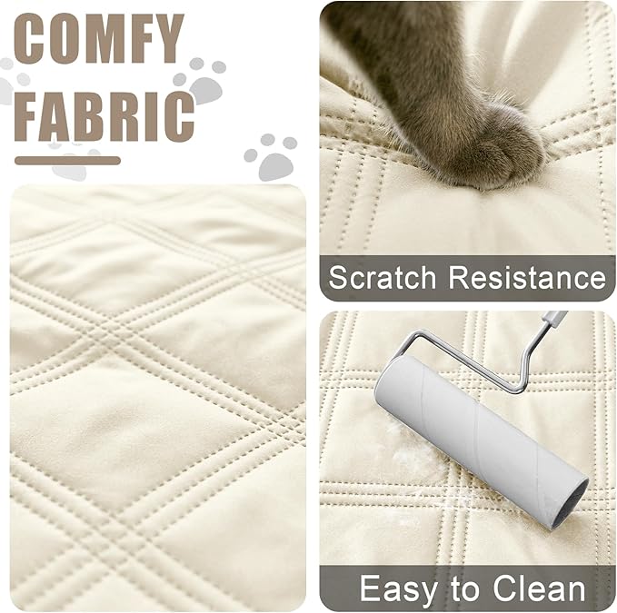 Smiry Waterproof Dog Bed Cover Blanket 52x82, Soft Reversible Pet Blanket, Washable Leakproof Cats Dogs Couch Cover for Sofa, Couch, Furniture, Lattice, Beige/Beige