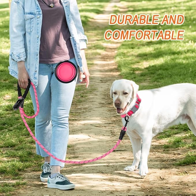 BARKBAY Dog Leashes for Large Dogs Heavy Duty Dog Leash 4/5/6 FT with Comfortable Padded Handle and Highly Reflective Threads for Medium Large Dogs Walking Training Running (6FT-1/2'',Pink)