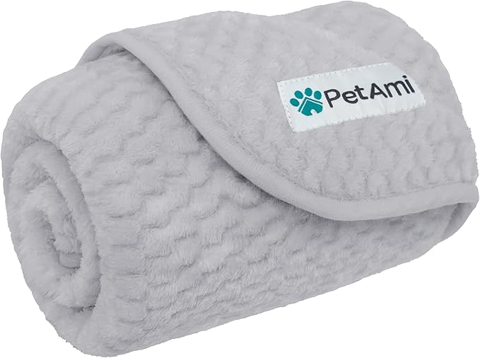 PetAmi Waterproof Dog Blanket, Leakproof Puppy Blanket for Small Medium Dogs, Furniture Sofa Couch Cover Protector, Fleece Pet Throw Indoor Cat Kitten, Reversible Washable Soft Plush, 24x32 Light Gray
