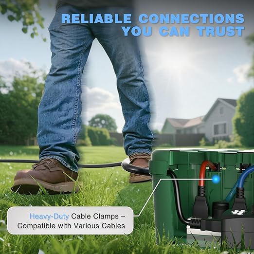 Flemoon IP54 Waterproof Electrical Box, Outdoor Plug Cover Weatherproof, for Outdoor Outlet, Timer, Extension Cord, Power Strip, String Light, Green