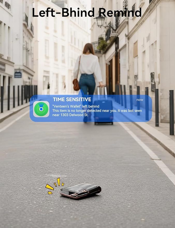 Wallet Tracker Card, [Apple MFi Certified] Wallet Tracker 0.08in Slim Rechargeable Smart Tracking Card Bluetooth Wallets Finder IP68 Waterproof for Purse, Keys, Bags, Passport (iOS Only)