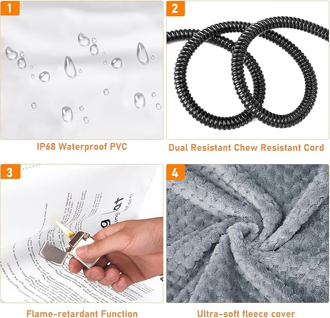 INVENHO Extra Large Pet Heating Pad, Adjustable Temperature Waterproof Dog Cat Heating Pad with Timer, Electric Pet Heated Mat