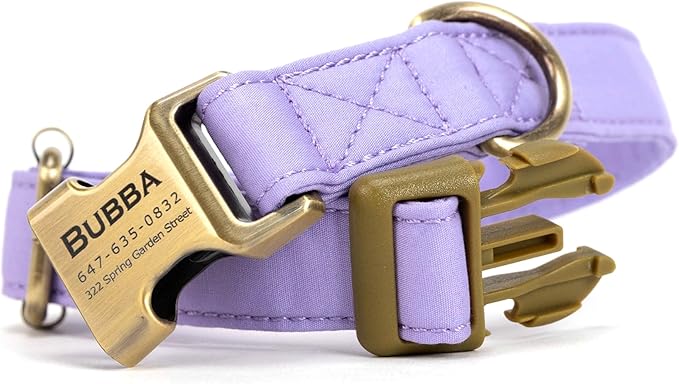 Personalized Dog Collar with Name and Phone Number Engraved,Adjustable Custom Puppy Collar,Organic Cotton Pet Collar for Small Medium Large Boy Girl Dogs