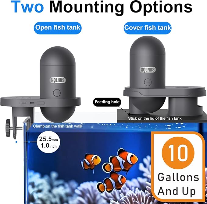 Automatic Fish Feeder with 2.5K Camera,WiFi/App Control,Moisture-Proof Vacation Food Dispenser|2.4G&5G Precision Feed System,Visual Monitor for Aquariums,Turtle Pens,Betta Tanks (Dark Grey)