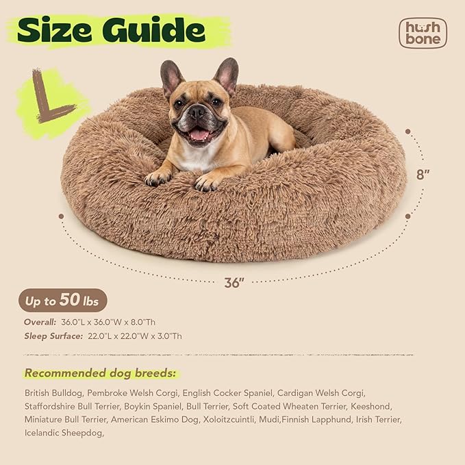Orthopedic Dog Bed for Large Dogs Waterproof Donut Calming Memory Foam with Cooling Gel Removable Cover Anti Anxiety Pet Bed Machine Washable,Extra Comfort Plush Round Cushion 36 Inch,Camel