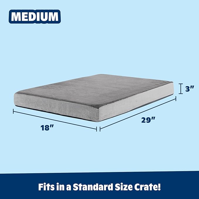 Barkbox Orthopedic Dog Bed with Memory Foam, Premium Comfort for Dogs and Puppies, Dog Beds for Joint Relief and Restful Sleep, Durable and Easy to Clean - Grey, Medium