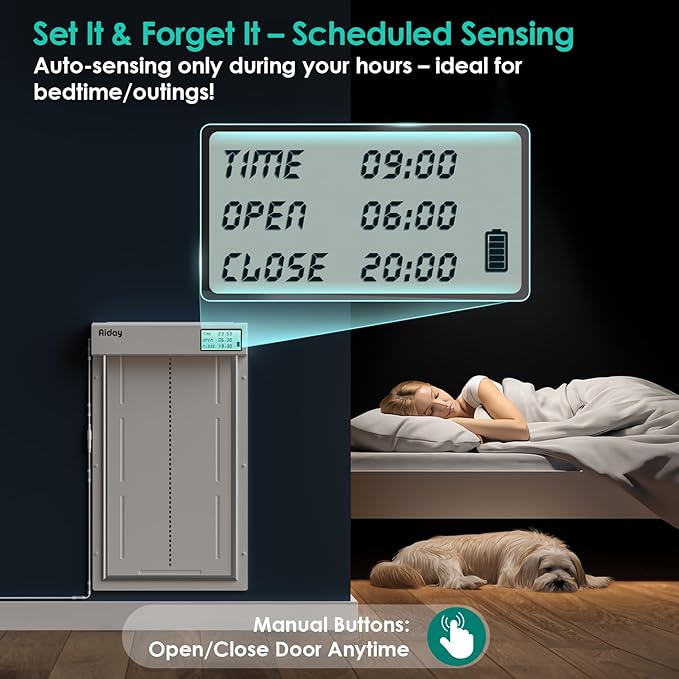 Automatic Dog Door for Wall with Collar Sensors, XLarge Smart Pet Door for Wall, Custom Scheduling & Anti-Pinch, Fits Extra Large Dogs up to 200 lbs (XL)