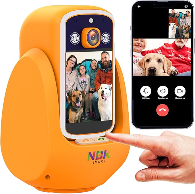 2 Way Camera Audio/Video,2.8''Screen Pan/Tilt WiFi AI Motion Detection for Baby/Pet/Puppy/Cat/Dog,Facetime Nanny Cam Voice with Phone APP Video Calling Devices for Elderly Indoor,Orange