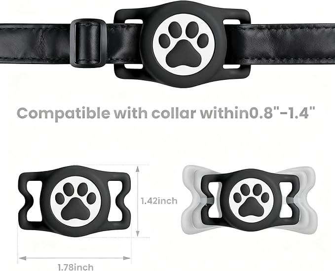 4 Pack- IPX8 Waterproof Airtag Dog Collar Holder for Apple Air Tag, Silicone Dog Airtag Holder for Dogs,Anti-Scratch GPS Case for Apple Airtag, Durable Cover for Pet Collar