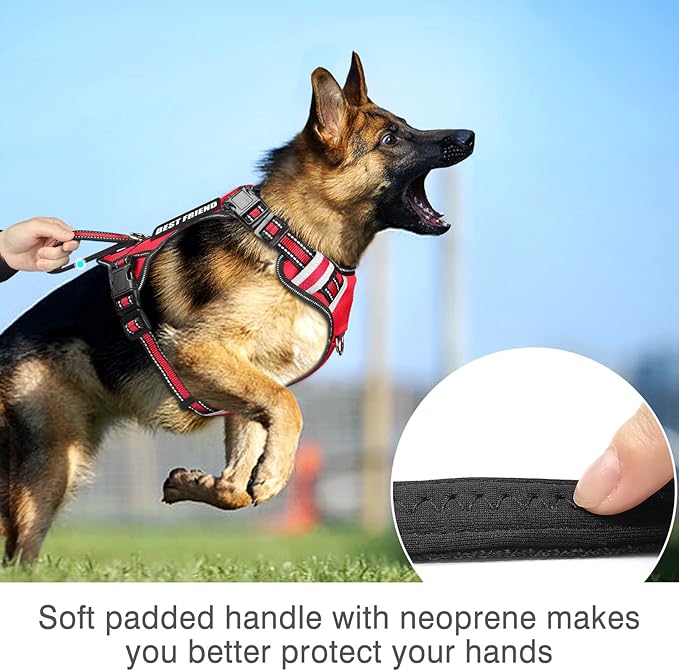 WINSEE Service Dog Vest No Pull Dog Harness with 7 Dog Patches, Reflective Pet Harness with Durable Soft Padded Handle for Training Small, Medium, Large, and Extra-Large Dogs