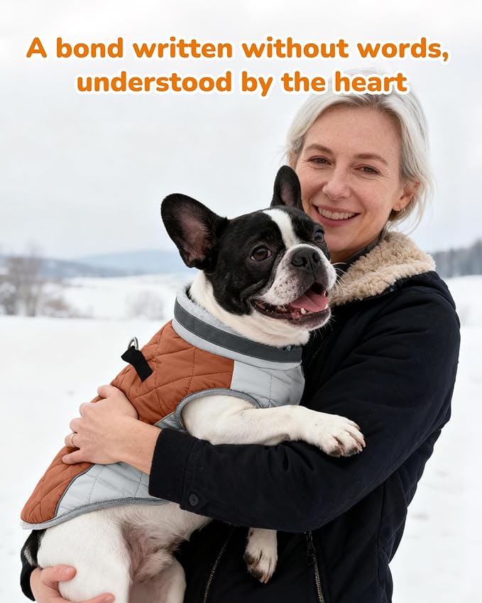 Dog Coat for Small Dogs, Adjustable Dog Jackets for Cold Weather, Reflective Winter Coat with Built-in Harness, Snowsuit Fits Dogs 5-8 lbs and Up, Size XS Brown