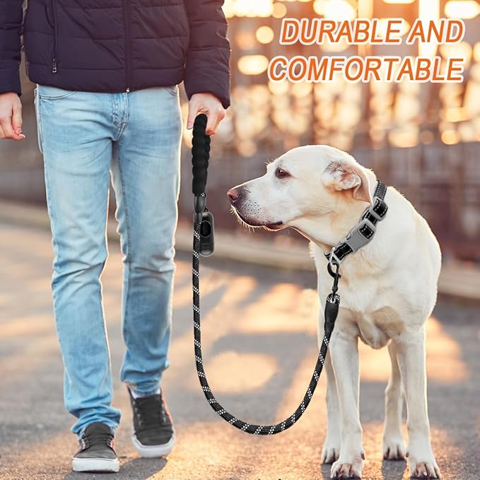 BARKBAY Dog Leashes for Large Dogs Heavy Duty Dog Leash 4/5/6 FT with Comfortable Padded Handle and Highly Reflective Threads for Medium Large Dogs Walking Training Running (4FT-1/2'',Black)