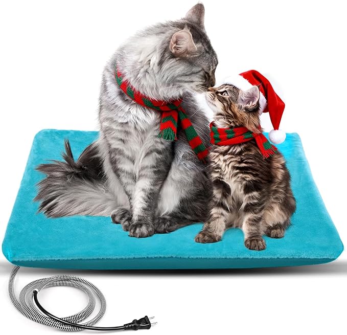 PETNF Outdoor Pet Heating Pad - Waterproof Electric Warming Mat Blanket Safe Heated Bed for Feral Cat Dog & Cat House, Winter Outdoor Use 28"X16"
