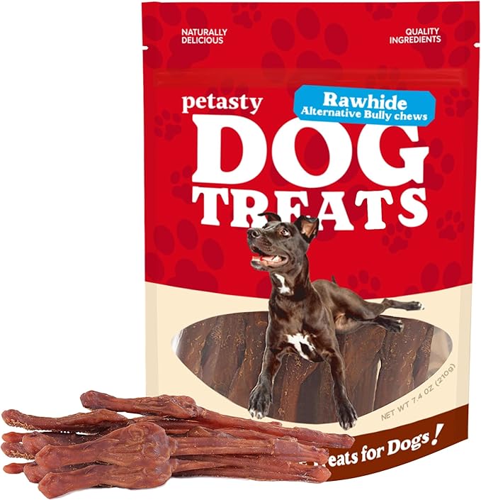 Rawhide Free Dog Chews,7inch Bully Sticks Alternative Healthy Treats for Medium/Large Dogs,Low Odor & Digestible Bully-Flavor Dog Snacks with Sensitive Stomachs,10 Count