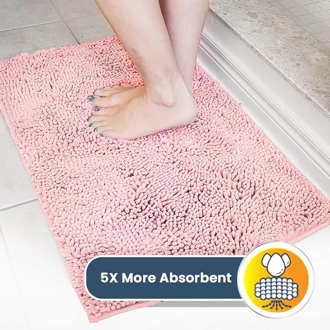 Muddy Mat® | Super Absorbent Door Mat Indoor, Microfiber Quick Dry Chenille Entryway Rug, Non-Slip Front Door Mat, Indoor Mats for Entryway, Machine Washable Pet Rug, Pink 18"x28"