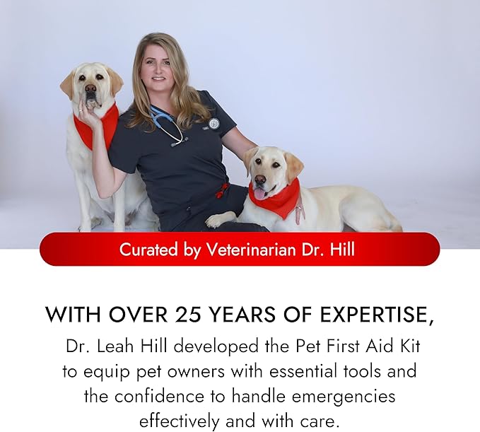 Cat & Dog First Aid Kit - Dog Emergency Kit, Health Supplies & Wound Care -with Thermometer, Bandages for Wounds - Essentials, Travel Bag (Medium)