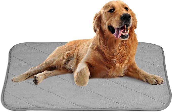 NWK Fluffy Self Warming Cat Mat, Cat Blanket, Thermal Dog Mat, Washable, Non-Slip Bottom for Sofa & Crate & Kennel & Car Seat (Misty Gray, Large (35'' X 23'' X 0.4''))