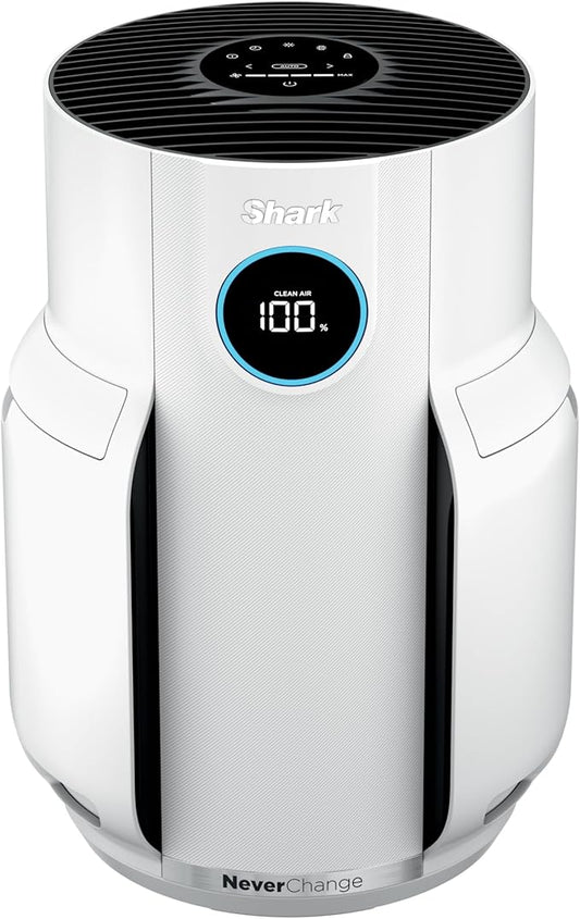 Shark Air Purifier for Home, NeverChange, for Large Room, Bedroom, Home Office, HEPA-Exceeding Filter, Captures Pollutants, Pet Dander, Dust, Odor, Smoke, and More, HP153, White