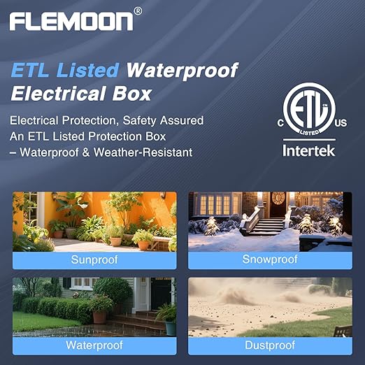 Flemoon Outdoor Electrical Box with Transparent Lid, IP54 Waterproof Electrical Box Outdoor, Large Weatherproof Extension Cord Cover with Clear Cover for Photocell Light Sensor Timer, Outlet, Almond