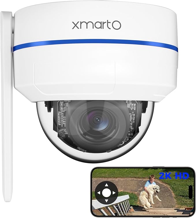 xmartO [AI Tracking Ceiling CAM 2K HD Metal PTZ Dome Wireless Security Camera with Automatic Tracking, 2-Way Audio and Night Vision (Standalone WiFi Camera, NOT add-on CAM to NVR)