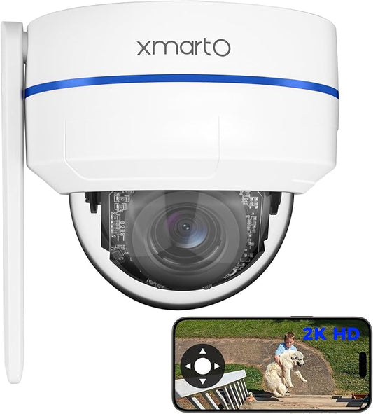 xmartO [AI Tracking Ceiling CAM 2K HD Metal PTZ Dome Wireless Security Camera with Automatic Tracking, 2-Way Audio and Night Vision (Standalone WiFi Camera, NOT add-on CAM to NVR)