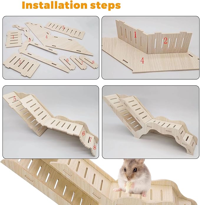 Hamster Hideout Climbing Ladder and Tunnel, Small Animal Tunnel Hideout, Ideal for Bedding Burrowing & Accessory Connecting, Effortless Assembly, Sturdy Durable, G