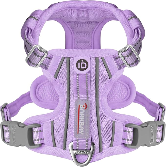 BARKBAY Dog Harness No Pull with ID Tag Pocket - Heavy Duty, Reflective, Easy Control for Large Dogs(Violet Purple,S)