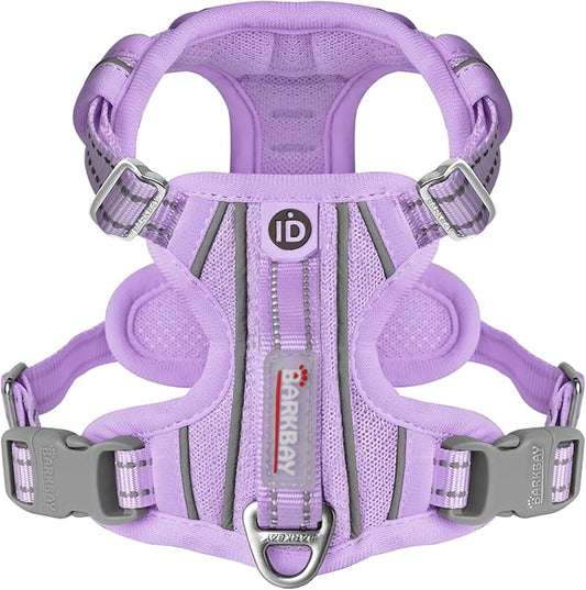 BARKBAY Dog Harness No Pull with ID Tag Pocket - Heavy Duty, Reflective, Easy Control for Large Dogs(Violet Purple,S)