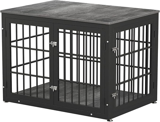 42 Inch Heavy Duty Dog Crate Furniture for Large and Medium Dogs, Decorative Pet House End Table, Wooden Cage Kennel Furniture Indoor, Gray