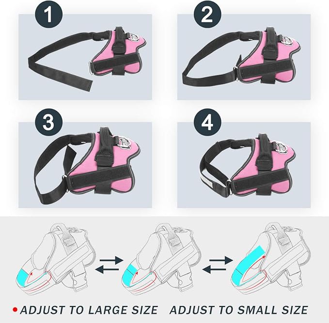 Bolux Dog Harness, No-Pull Reflective Dog Vest, Breathable Adjustable Pet Harness with Handle for Outdoor Walking - No More Pulling, Tugging or Choking (Pink, S)
