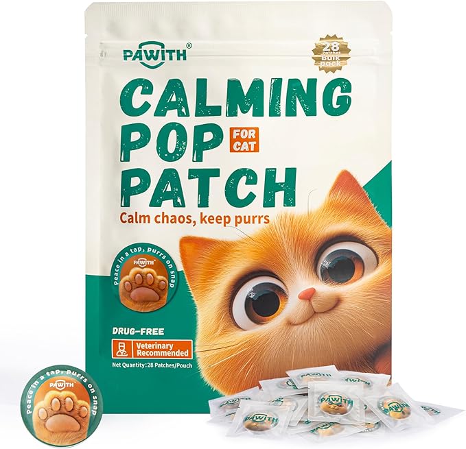 Cat Calming Diffuser – Pheromone Diffuser for Cats & Kittens to Reduce Anxiety and Stress-Related Behaviors, No Electricity Needed, Long-Lasting Enhanced Calming Aid (Pop Patch, 28 Count)