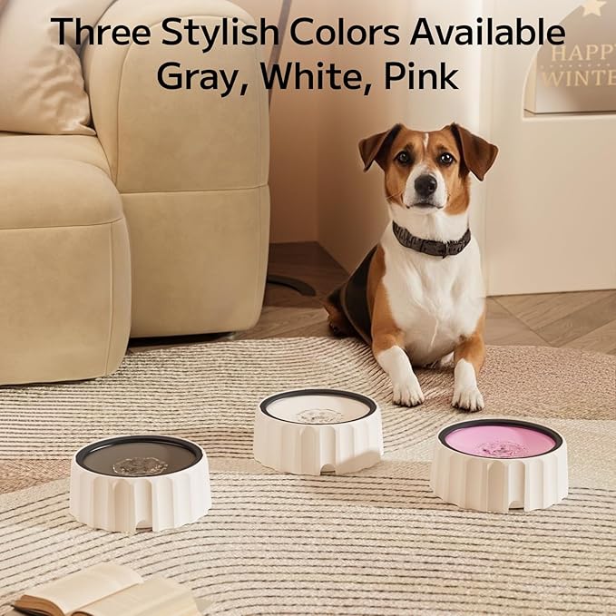 Dog Water Bowl 70oz/2L Large Capacity Water Dispenser No Spill Non Slip No Splash Pet Slow Feeder No Drip Vehicle Carried Travel Slow Drinking Bowl for Dogs Cat(Dark Grey)