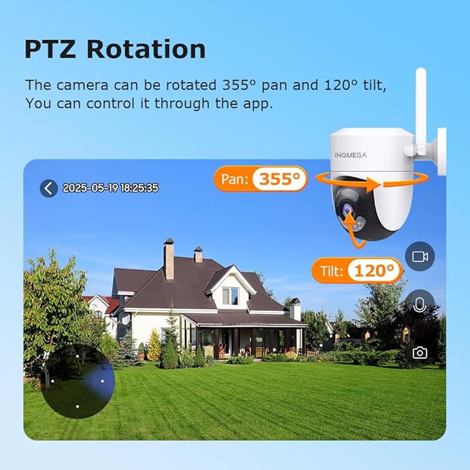 INQMEGA 6MP TUYA Smart Camera,2.4G WiFi Security Home Surveillance Camera,2-Way Audio, Color Night Vision, Waterproof, Motion Detection, Spotlight & Siren,6.5ft Power Cord