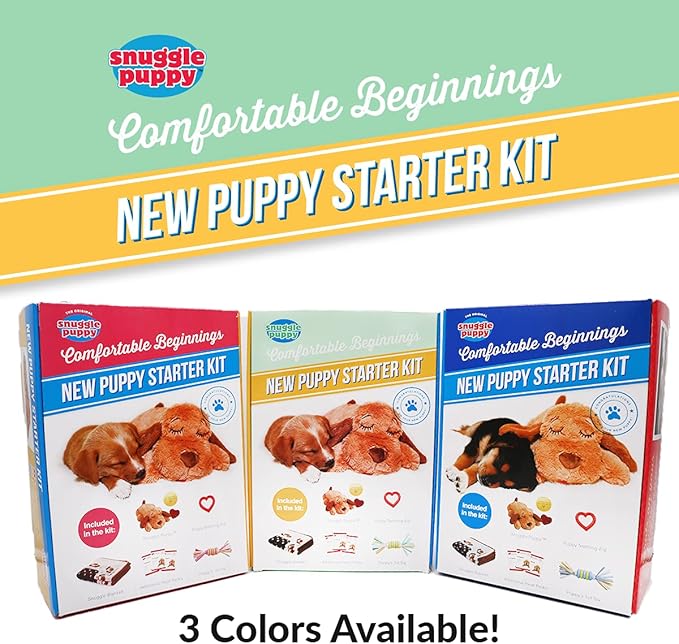 SmartPetLove Original Snuggle Puppy Essentials Starter Kit - Heartbeat Puppy for Dogs - Calming Aid with 3 Heat Packs, Puppy Teething Toy, Dog Chew Toy and Dog Blanket
