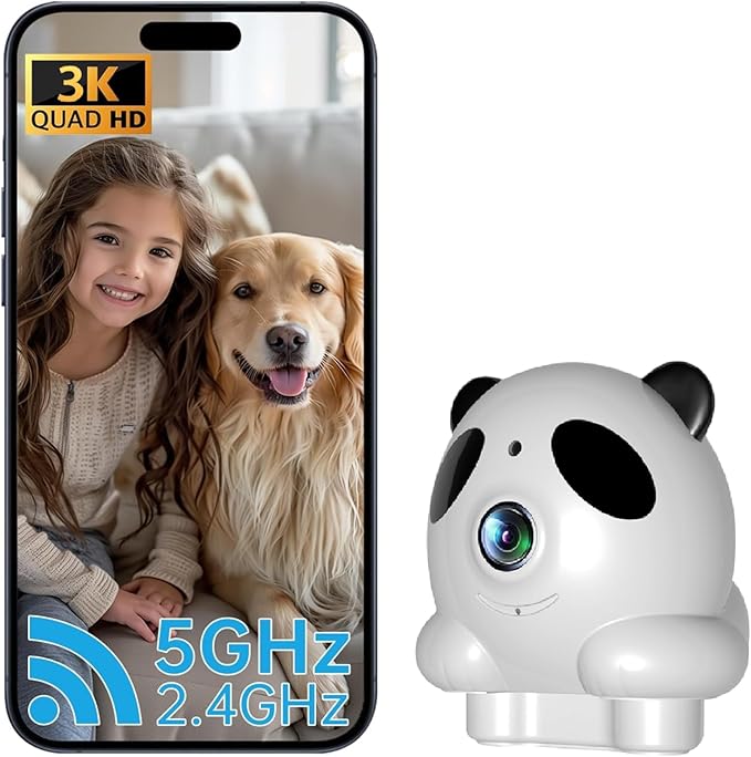 Indoor 3K Security Camera,5G and 2.4G WiFi/Dog/Baby Camera with Phone app,Human Pet Motion AI,Night Vision, 2-Way Audio,SD/Cloud Storage,Compatible with Alexa&Google Home