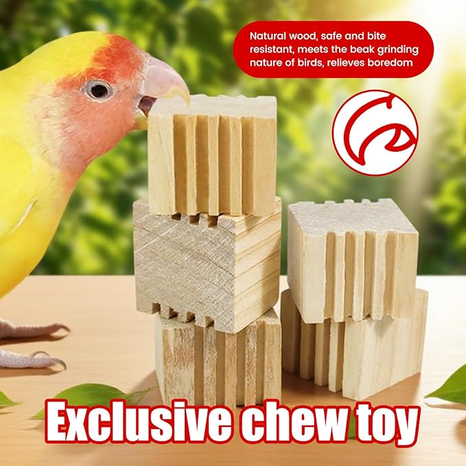 Bird Perch Toy, Interactive Rotating Toy, Wooden Parrot Perches, Bird Cage Accessories, Safe Wooden Construction, for Parakeets, Cockatiels & Small Parrots