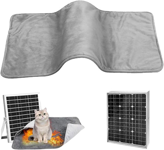 Solar Panel Pet Heating Pad 12V Soft & Warm Heated Pet Mat IPX7 Waterproof Portable Heated Blanket for Dogs Cats Outdoor, Décor Maison