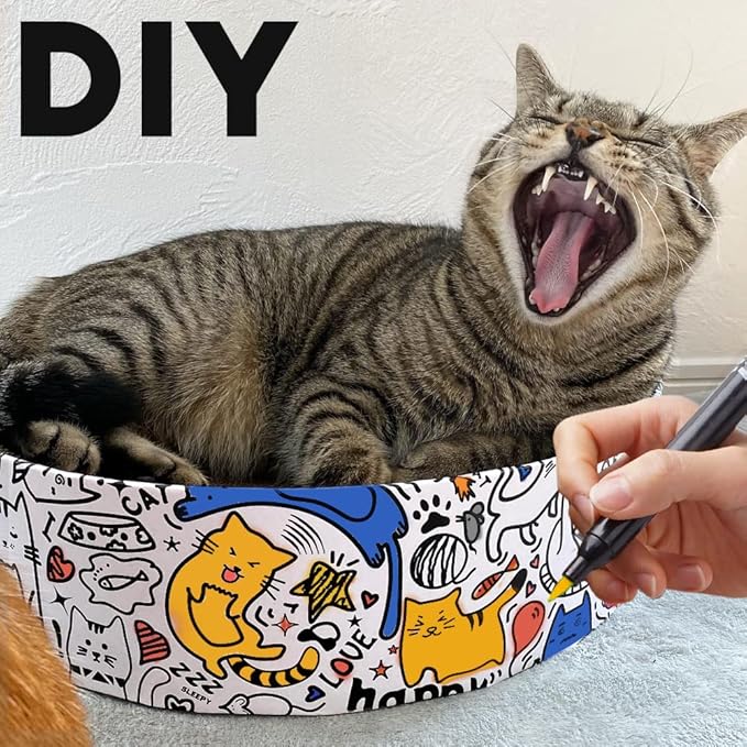 Cat Scratcher Cardboard 2in1 Oval Cat Scratcher Bed for Indoor Cats Cat Scratch Pad Bowl with Scratching Toy Corrugated Lounge Bed&Furniture Protector &Training Toy XL(Graffiti